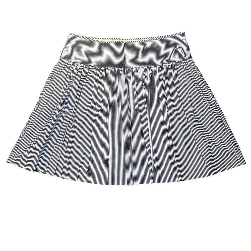Gap Sz 12 100% Cotton Blue White Striped Skirt Nautical Full Blue A-Line Lined